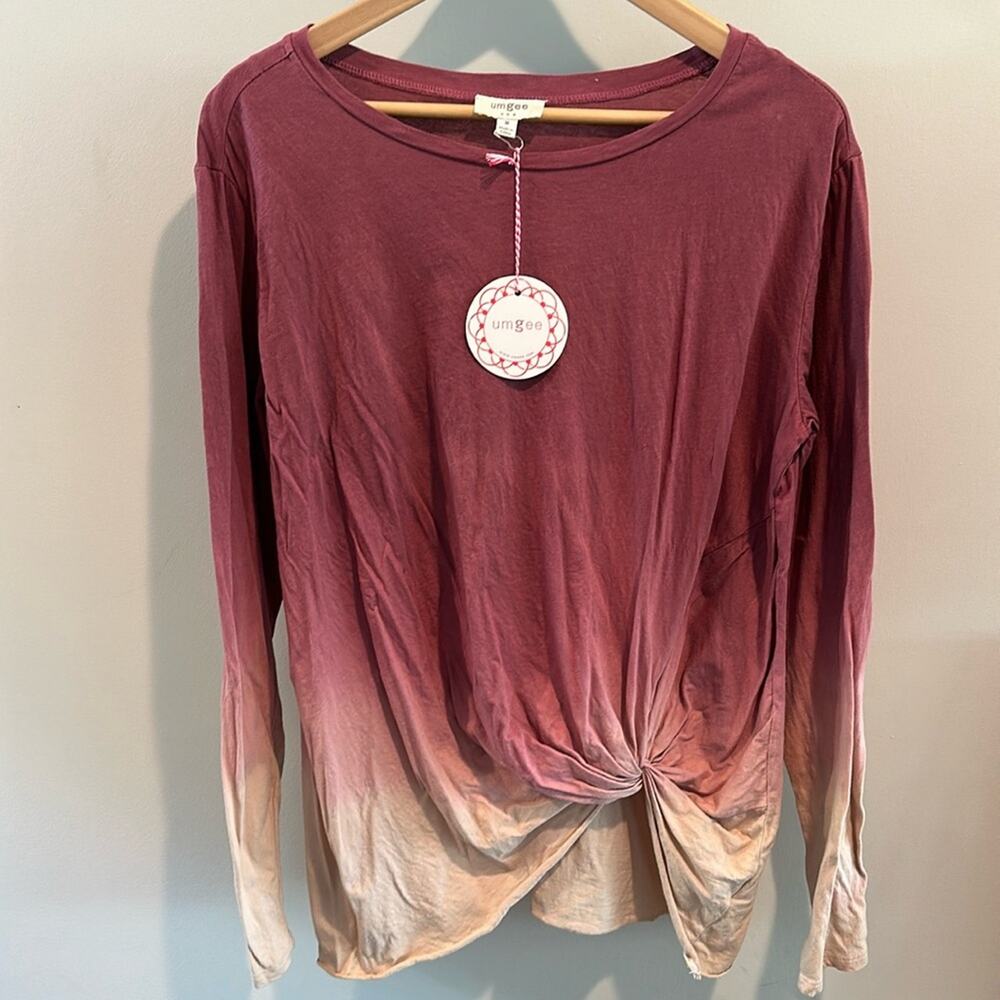Umgee Medium Ombre Twist Front Long Sleeve Top - Picture 3 of 11